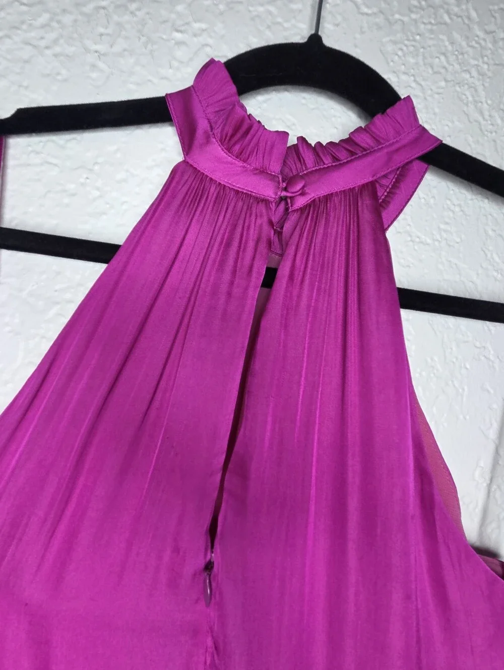 Banana Republic Sleeveless Ruffle Halter Maxi Dress, Fuchsia Pink Size 0 Magenta
